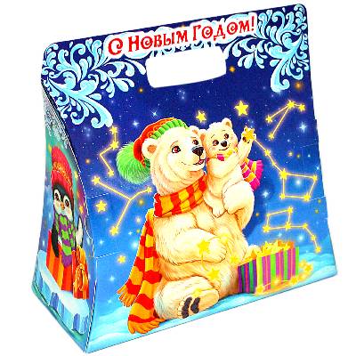 Сладкий новогодний подарок в картонной упаковке весом 1000 грамм